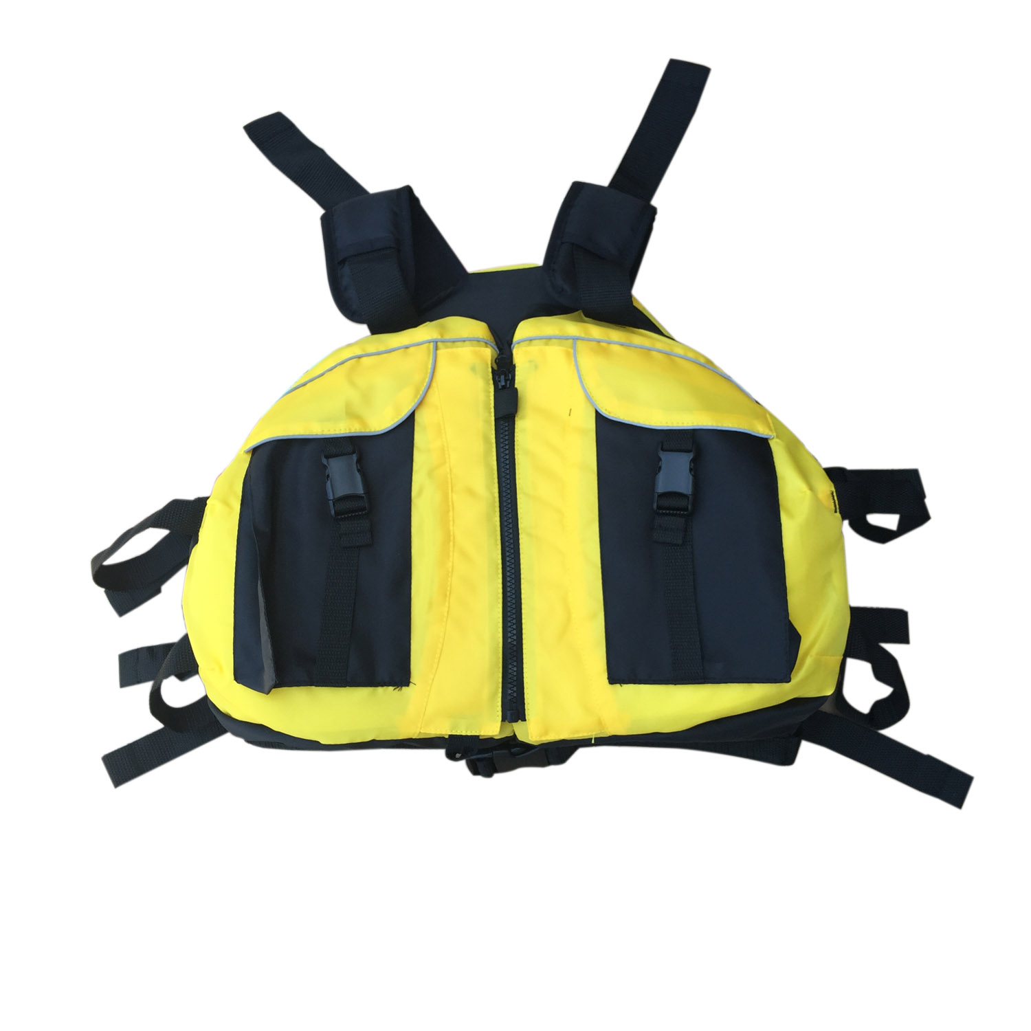 Life vest with adjustable straps for kayak fishing