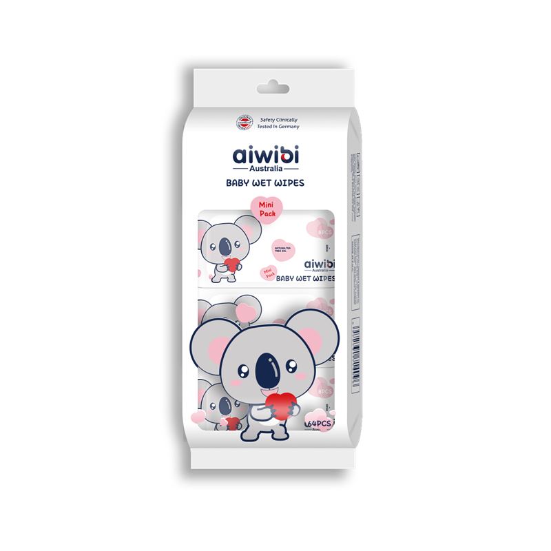 AIWIBI Baby Wet Wipes mini travel pack, 8 pieces