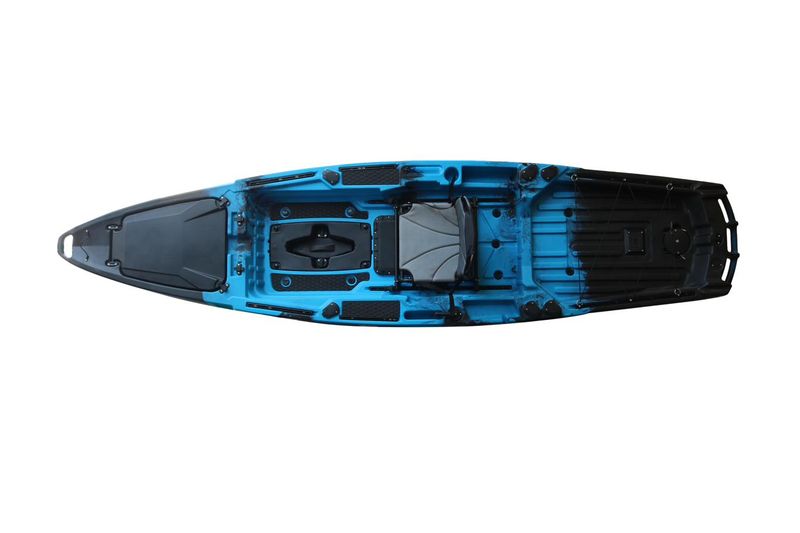 Vicking Harman fishing kayak, top-down view, blue and black colour